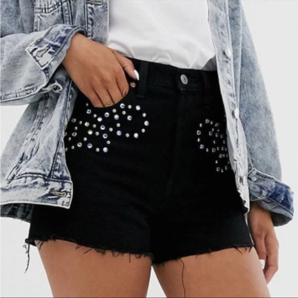 Levi's Pants - LEVI'S Ribcage Studded Rhinestone High Rise Jean Cut Off Shorts Black Size 26